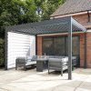 Anthracite Aluminium Pergola With White Blinds & LED Lights - 3m x 4m
