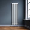 Traditional 3 Column Radiator 1800mm x 472mm Modern Central Heating Heater Gloss White Carbon Steel Vertical Wall Mounted Kitchen Living Room Bathroom Cleaning Brush Fixing Kit & Brackets