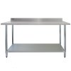 KuKoo 6ft Food Preparation Kitchen Catering Table, Stainless Steel, 250kg Capacity