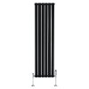 Flat Single Column Radiator & Valves - 1600mm x 420mm - Black