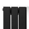 Flat Panel Radiator With Mirror 1800mm x 425mm Modern Designer Double Column Vertical Heater Matt Black Carbon Steel Wall Mounted Kitchen Living Room Cleaning Brush Fixing Kit & Brackets