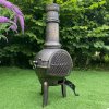 Cast Iron Chiminea Outdoor Garden Patio Heater Log Fire Pit Burner Wood Chimney Chimenea BBQ Spark Guard FREE Poker Barbeque Toasting Rack & 10m Union Jack Bunting 25 Double Sided Flags