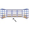 T-Rax Pack of 9 Garage Shelving Unit Extra Wide - 5 Tier Heavy Duty Rack for Storage Steel Utility Shelves | Metal & MDF Boltless Racking Assembly System | 280KG Per Shelf + FREE Rubber Mallet