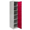MonsterShop Metal Lockers 6 Doors Storage, Red & Grey Metal Lockable Unit Staff School Gym Changing