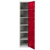 MonsterShop Metal Lockers 6 Doors Storage, Red & Grey Metal Lockable Unit Staff School Gym Changing