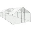 Walk In Chicken Run Cage Coop 4m x 8m x 2m Dog Pen House Kennel Large Metal Enclosure Rabbits Ducks Poultry Roof Cover Shelter Sunshade Pets Outdoor Backyard Farm Animal