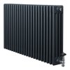 Traditional 4 Column Radiator & Valves - 600 x 1010mm - Anthracite Grey