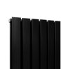 Designer Radiators 180 x 42cm Flat Panel Modern Central Heating Matt Black Vertical Column Double Panel Wall Mounted Slimline Kitchen Living Room Bathroom Commercial Cleaning Brush & Fixing Kit