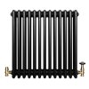 Traditional 4 Column Radiator & Valves - 600 x 605mm - Black