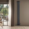 Traditional 4 Column Radiator & Valves - 1800 x 200mm - Anthracite Grey
