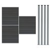Composite Fence Panel x 3 & LED Posts x 4 - Grey