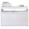 Retail 1/4 Glass Shelf Counter Shop Showcase Display Cabinet Shelves Unit White B1200