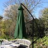 3m Cantilever Garden Parasol Banana Hanging Umbrella Winding Crank Shade Patio Outdoor Sun Shade Tilt UV Protection | Green Fan Base