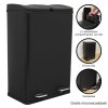 60L Black 2 in 1 Pedal Bin Metal Reycle Rubbish Trash Can Kitchen Waste Dual Compartment 2 x 30L Dual Dustbin Eco Garbage Large Heavy-duty