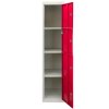 MonsterShop Metal Lockers 4 Door Storage, Flatpack Red & Grey Metal Lockable Unit, School Staff Gym Changing