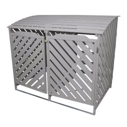 Double Wheelie Bin Storage Shed Wooden Dustbin Store Cupboard Outdoor Grey Wash Timber Cover Lockable Latched Recycling Garden