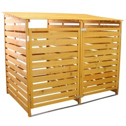 Double Wheelie Bin Storage Shed Store Hideaway Wooden Dustbin Trash Cupboard Outdoor Timber Cover Hinged Lid Lockable Latched Chain Recycling Garden FREE Fixing Kit 122cm (H) x 149cm (W) x 92.5cm (D)