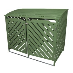 Double Sage Green Wheelie Bin Storage Shed Garden Latched Lockable Outdoor Dustbin Cover Store Unit Chain Lid