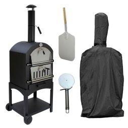 Outdoor Pizza Oven, 12" Pizza Peel & Rain Cover / Charcoal Fired Garden Oven / BBQ Smoker & Bread Oven