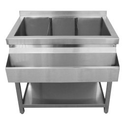 KuKoo Cocktail Bar Station Free Standing Stainless Steel Bar Sink Workstation Insulated Ice Wells