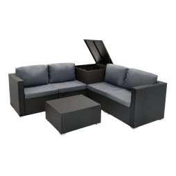 Rattan Modular 6 Piece Furniture Set – Black