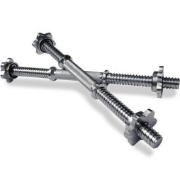1 Inch Dumbbell Bars (Pair) - Stainless Steel, Cambered Handles, Chrome