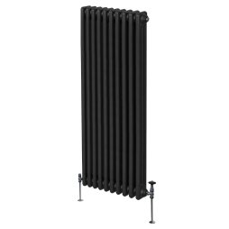 Traditional 3 Column Radiator 1800mm x 472mm Modern Central Heating Heater Matt Black Carbon Steel Vertical Wall Mounted Kitchen Living Room Bathroom Cleaning Brush Fixing Kit & Brackets