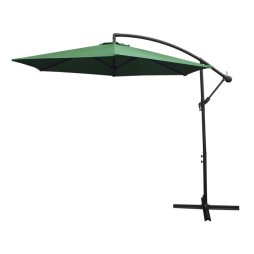3m Cantilever Garden Parasol Banana Hanging Umbrella Winding Crank Shade Patio Outdoor Sun Shade Tilt UV Protection | Green Square Base