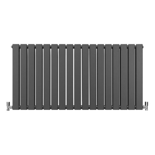 Designer Radiators 60 x 119cm Flat Panel Modern Central Heating Anthracite Grey Horizontal Column Double Panel Wall Mounted Slimline Kitchen Living Room Bathroom Commercial Cleaning Brush & Fixing Kit