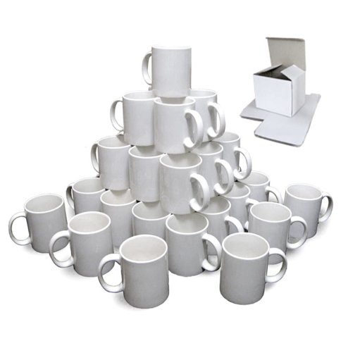 PixMax Mug Press Machine & 72x 11oz White Blank Sublimation Mugs For Heat Transfer Designs