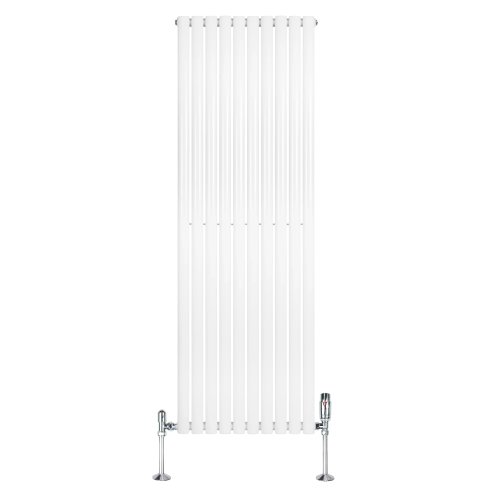 Oval Single Column Radiator & Valves - 1800mm x 600mm - White