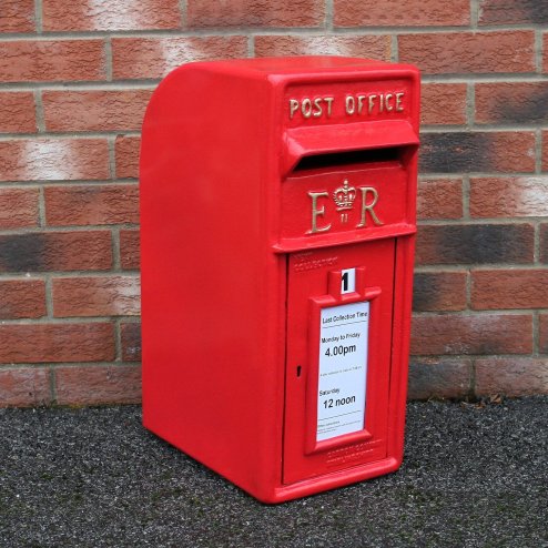 Royal Mail Post Box ER Cast Iron Wall Mounted Wedding Authentic Pillar Replica Lockable Post Office Letter Box Red