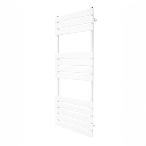 Vertical Towel Radiator Designer Flat Panel 1200mm x 450mm Bathroom Heated Rail Gloss White Central Heating Ladder Heater Wall Mounted Carbon Steel FREE Cleaning Brush Fixing Kit & Brackets