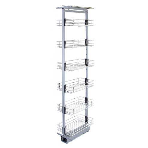 KuKoo Pull Out Kitchen Larders, 46cm D, 190-220cm H, Soft Close Slide Out, Storage Cabinet Wire Baskets