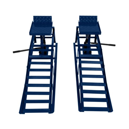 Hydraulic Car Ramps Pair 1.5 Ton Loading Ramp Heavy Duty 3 Ton 3000kg Garage Workshop Van Vehicle Bottle Jack Lift 34 x 26cm Platform Height adjustable 305-390mm Max Tyre Width 245mm Steel Safety Bolt