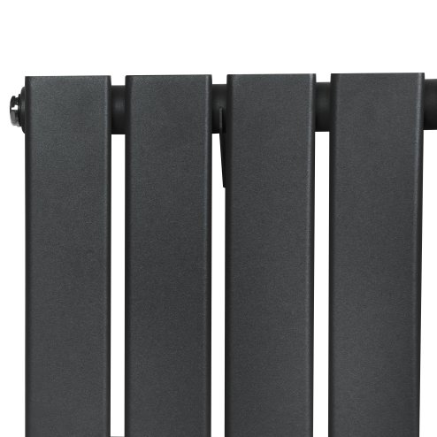 Flat Single Column Radiator & Valves - 1800mm x 420mm - Anthracite Grey