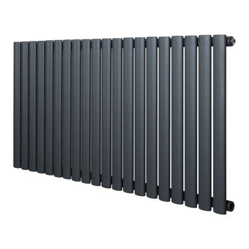 Oval Single Column Radiator - 600 x 1200mm - Anthracite Grey