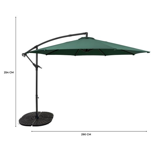 Cantilever Parasol 3m With Full Fan Base - Green