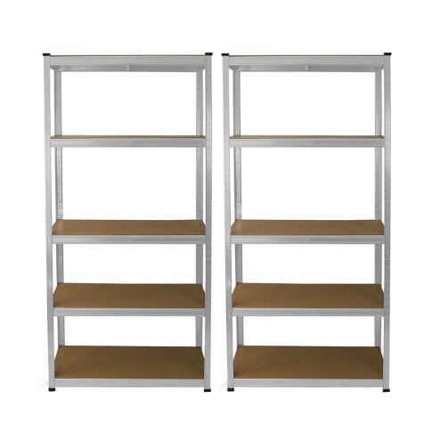 2 Garage Shelving Units 5 Tier Racking Storage Warehouse Bays Industrial Heavy Duty Boltless Steel Shelves