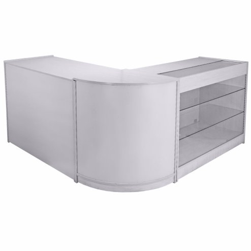 MonsterShop Mars Shop Counters Set & Glass Retail Showcase Cabinet Display, Brilliant White, Melamine MDF