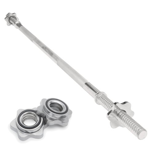 Body Revolution Barbell Bar - 1.2m Weight Lifting Bar for 1 Inch Standard Weights Plates - Barbell for Bench Press, Curls, Deadlift and Powerlifting  (1.2m Spinlock Collar)