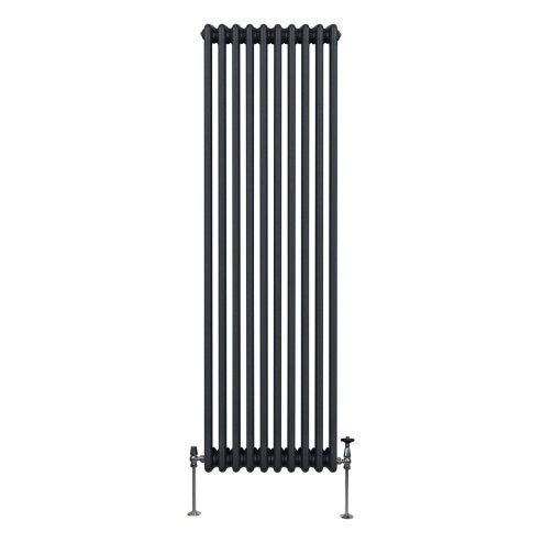 Traditional 3 Column Radiator 1800mm x 472mm Modern Central Heating Heater Matt Anthracite Grey Carbon Steel Vertical Wall Mounted Kitchen Living Room Bathroom Cleaning Brush Fixing Kit & Brackets