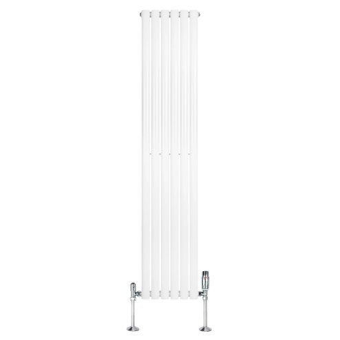 Oval Single Column Radiator & Valves - 1800mm x 360mm - White