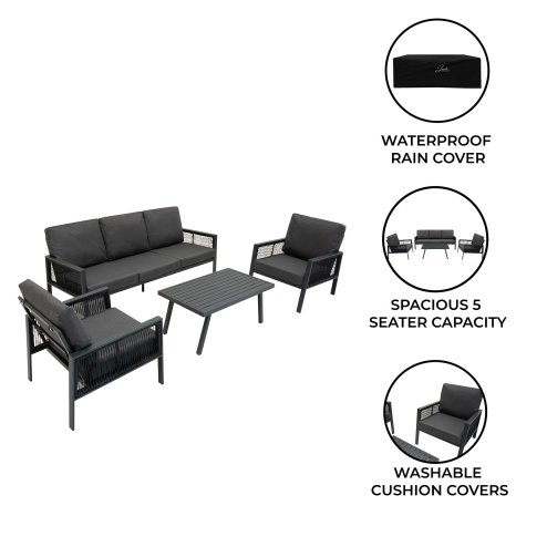 Aluminium 4 Piece Sofa Set - Anthracite Grey