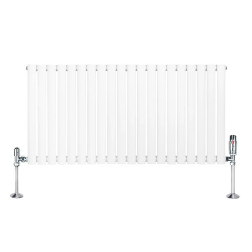 Oval Single Column Radiator & Valves - 600mm x 1200mm - White