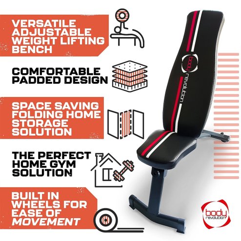 Body Revolution Adjustable Weight Bench - 6 Positions, Heavy Duty Steel Frame