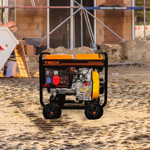 Portable Diesel Generator Open Frame ATS Electric Start 5kVA Three Phase 10HP 6.3kW 230 / 400V Emergency Power AC DC Output Powder Coated Steel 12.5L Fuel Capacity 77dB 4 x 8