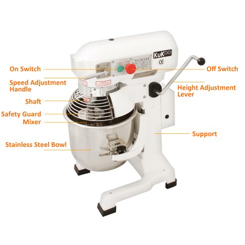 KuKoo Commercial 10 Litre Planetary Food Mixer, Bakery Equipment For Dough, Cake & Bread Making