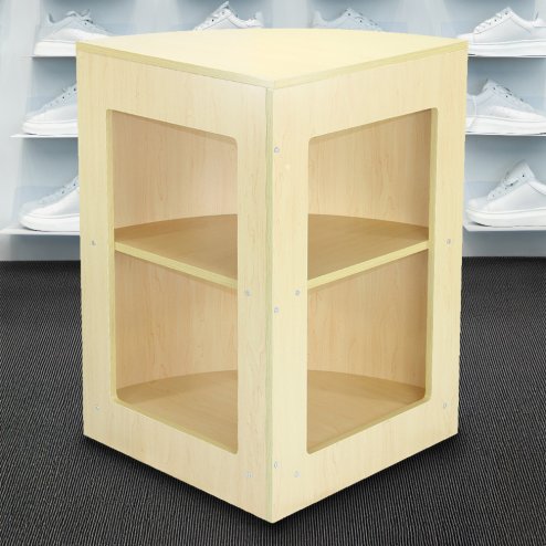 MonsterShop CM60 Corner Shop Counter Retail Showcase Display Cabinet, Maple, 120 x 90 x 60cm