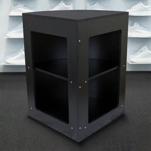 MonsterShop CM60 Corner Shop Counter Retail Showcase Display Cabinet, Black, 120 x 90 x 60cm